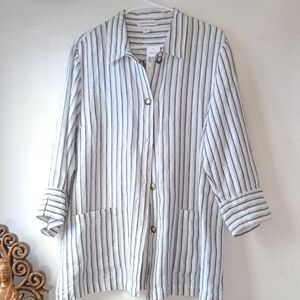 Coldwater Creek Striped Linen Blouse